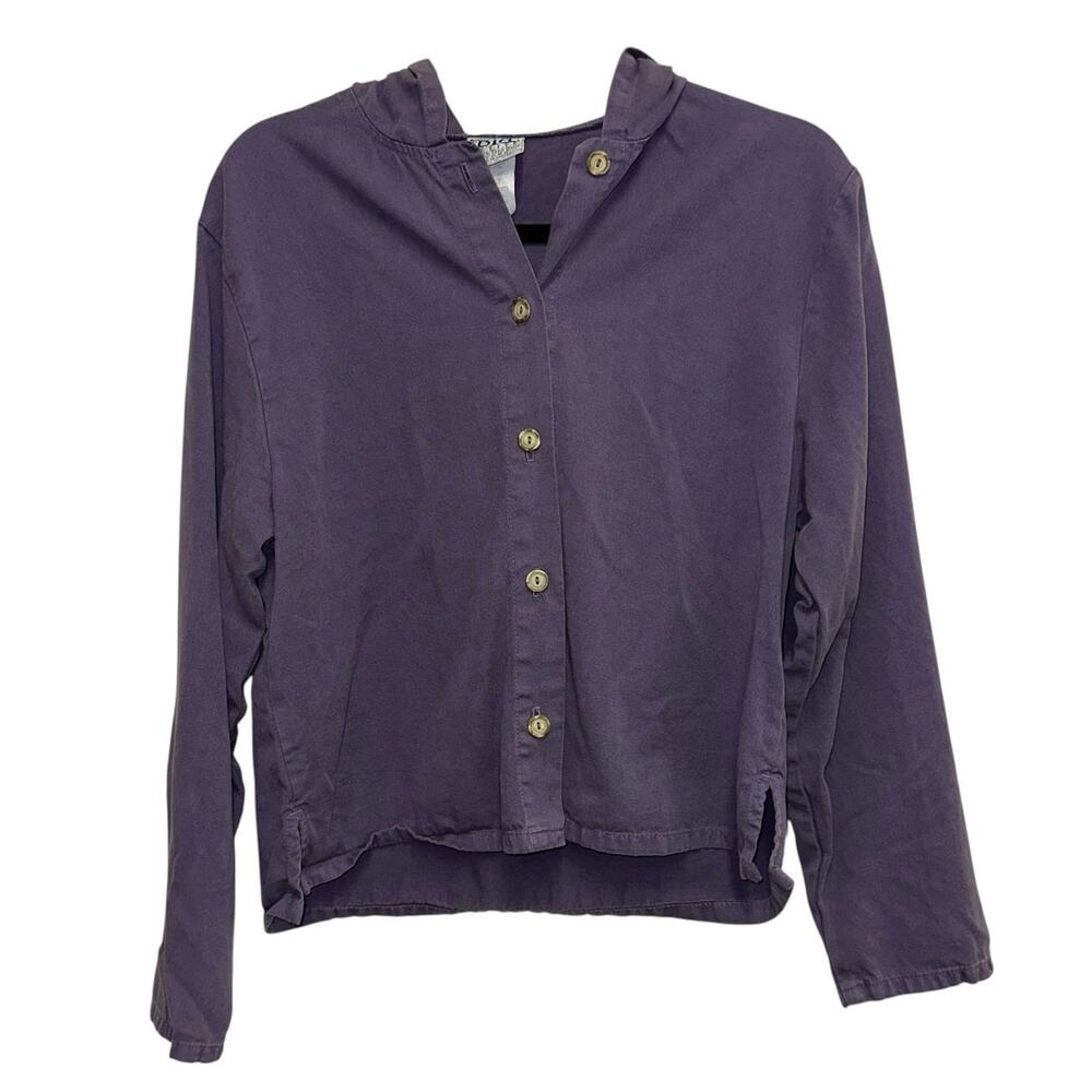 BTB Petite Vintage Purple Button Front Hoodie Jacket - Picture 1 of 6